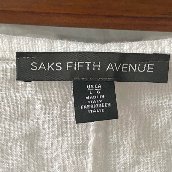 Saks Fifth Ave White Embellished Linen Tunic - Picture 11 of 12